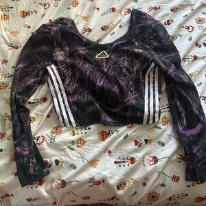 Adidas sport cropped purple graphic top